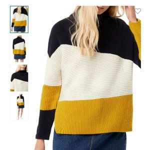 French Connection Color Block Wool Blend Sweater